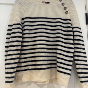 Striped Button-Detail Sweater 100% cashmere